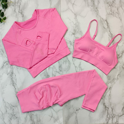 Bezšuvju fitnesa kostīms jogas komplekts Sieviešu sporta zāles apģērbs Sporta treniņu apģērbs sievietēm Sporta apģērbs Booty legingi sporta krūšturu komplekti