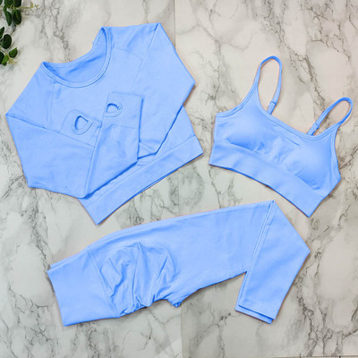 Bezšuvju fitnesa kostīms jogas komplekts Sieviešu sporta zāles apģērbs Sporta treniņu apģērbs sievietēm Sporta apģērbs Booty legingi sporta krūšturu komplekti