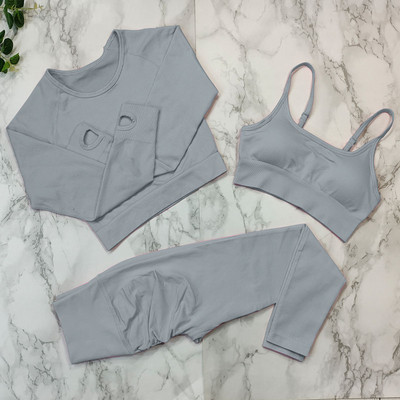 Bezšuvju fitnesa kostīms jogas komplekts Sieviešu sporta zāles apģērbs Sporta treniņu apģērbs sievietēm Sporta apģērbs Booty legingi sporta krūšturu komplekti