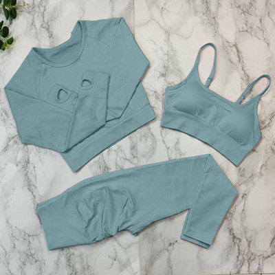 Bezšuvju fitnesa kostīms jogas komplekts Sieviešu sporta zāles apģērbs Sporta treniņu apģērbs sievietēm Sporta apģērbs Booty legingi sporta krūšturu komplekti