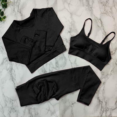 Bezšuvju fitnesa kostīms jogas komplekts Sieviešu sporta zāles apģērbs Sporta treniņu apģērbs sievietēm Sporta apģērbs Booty legingi sporta krūšturu komplekti