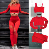 Σετ γιόγκα χωρίς ραφές Αθλητικά ρούχα Γυναικεία 2 τμχ Κοίλο μακρυμάνικο κολάν προπόνησης Γυμναστήριο Σετ γυμναστικής