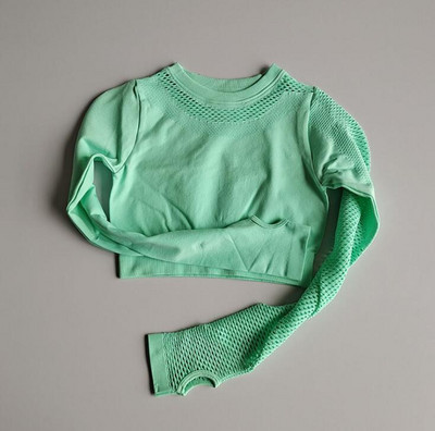 Σετ γιόγκα χωρίς ραφές Αθλητικά ρούχα Γυναικεία 2 τμχ Κοίλο μακρυμάνικο κολάν προπόνησης Γυμναστήριο Σετ γυμναστικής