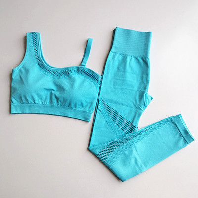 Σετ γιόγκα χωρίς ραφές Αθλητικά ρούχα Γυναικεία 2 τμχ Κοίλο μακρυμάνικο κολάν προπόνησης Γυμναστήριο Σετ γυμναστικής