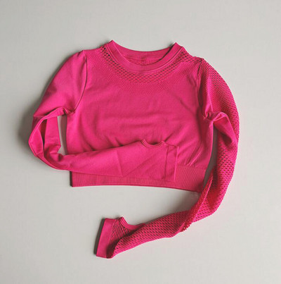 Σετ γιόγκα χωρίς ραφές Αθλητικά ρούχα Γυναικεία 2 τμχ Κοίλο μακρυμάνικο κολάν προπόνησης Γυμναστήριο Σετ γυμναστικής