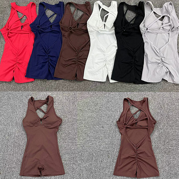 2024 Mental Pad Гащеризон Спортен дамски комплект за йога Боди за фитнес облекло Спортно облекло за фитнес, Еластично тренировъчно облекло за бягане