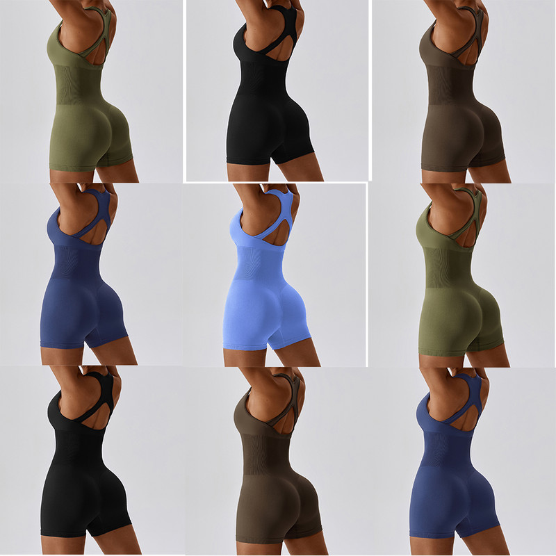 Vnazvnasi Seamless Ribbed Jumpsuit Γυναικεία Σετ γυμναστικής Αθλητικά κοστούμια για γυμναστική Push Up Bodysuit προπόνηση Ρούχα αθλητικά ρούχα