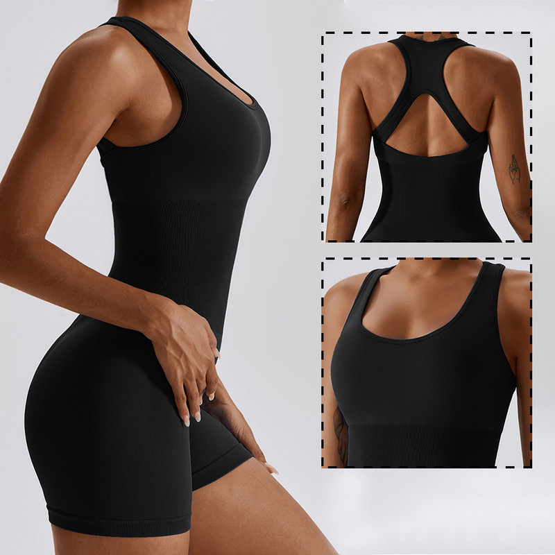 Vnazvnasi Seamless Ribbed Jumpsuit Γυναικεία Σετ γυμναστικής Αθλητικά κοστούμια για γυμναστική Push Up Bodysuit προπόνηση Ρούχα αθλητικά ρούχα