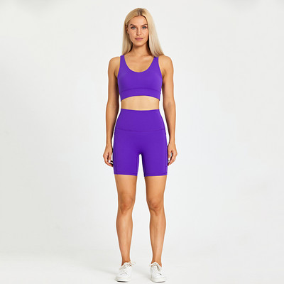 ABS LOLI harjatud joogakomplekt kõrge vöökohaga jõusaalipüksid Push Up rihmaga spordirinnahoidja, 2-osaline fitness-riietus, treening, naiste aktiivne riietus