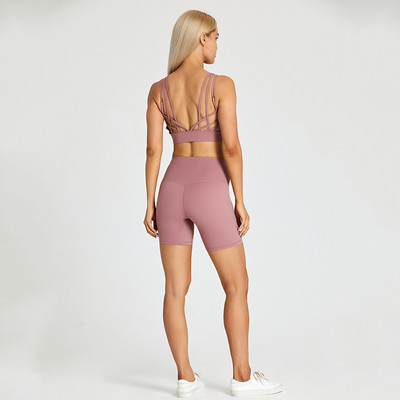 ABS LOLI harjatud joogakomplekt kõrge vöökohaga jõusaalipüksid Push Up rihmaga spordirinnahoidja, 2-osaline fitness-riietus, treening, naiste aktiivne riietus