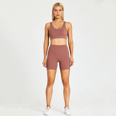 ABS LOLI harjatud joogakomplekt kõrge vöökohaga jõusaalipüksid Push Up rihmaga spordirinnahoidja, 2-osaline fitness-riietus, treening, naiste aktiivne riietus