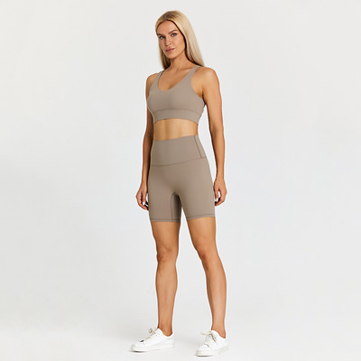 ABS LOLI harjatud joogakomplekt kõrge vöökohaga jõusaalipüksid Push Up rihmaga spordirinnahoidja, 2-osaline fitness-riietus, treening, naiste aktiivne riietus