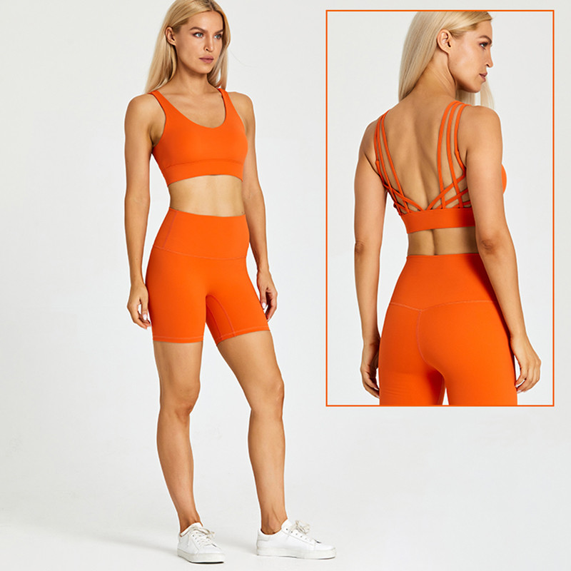 ABS LOLI harjatud joogakomplekt kõrge vöökohaga jõusaalipüksid Push Up rihmaga spordirinnahoidja, 2-osaline fitness-riietus, treening, naiste aktiivne riietus