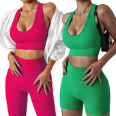 Õmblusteta jõusaalikomplekt Treeningriided naistele Kaheosaline treeningkomplekt Fitness Spordirinnahoidja lühikesed püksid Säärised Joogakomplekt Kandke jõusaalikomplekte