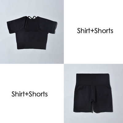 Õmblusteta jõusaalikomplekt Treeningriided naistele Kaheosaline treeningkomplekt Fitness Spordirinnahoidja lühikesed püksid Säärised Joogakomplekt Kandke jõusaalikomplekte