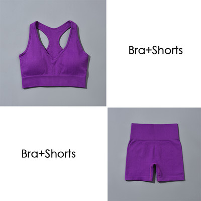 Õmblusteta jõusaalikomplekt Treeningriided naistele Kaheosaline treeningkomplekt Fitness Spordirinnahoidja lühikesed püksid Säärised Joogakomplekt Kandke jõusaalikomplekte