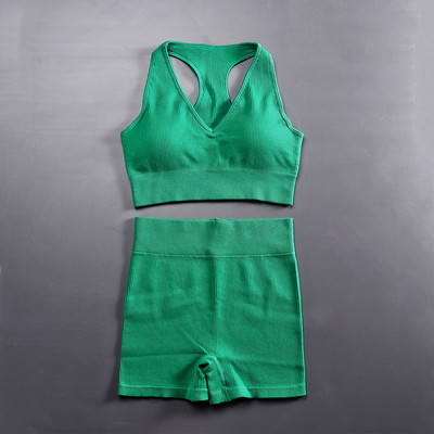 Õmblusteta jõusaalikomplekt Treeningriided naistele Kaheosaline treeningkomplekt Fitness Spordirinnahoidja lühikesed püksid Säärised Joogakomplekt Kandke jõusaalikomplekte