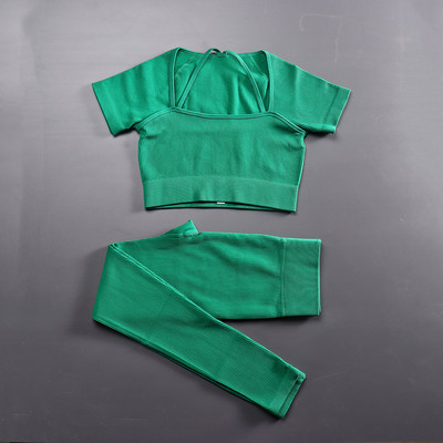 Õmblusteta jõusaalikomplekt Treeningriided naistele Kaheosaline treeningkomplekt Fitness Spordirinnahoidja lühikesed püksid Säärised Joogakomplekt Kandke jõusaalikomplekte