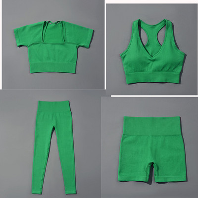 Õmblusteta jõusaalikomplekt Treeningriided naistele Kaheosaline treeningkomplekt Fitness Spordirinnahoidja lühikesed püksid Säärised Joogakomplekt Kandke jõusaalikomplekte