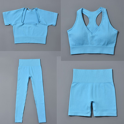 Õmblusteta jõusaalikomplekt Treeningriided naistele Kaheosaline treeningkomplekt Fitness Spordirinnahoidja lühikesed püksid Säärised Joogakomplekt Kandke jõusaalikomplekte