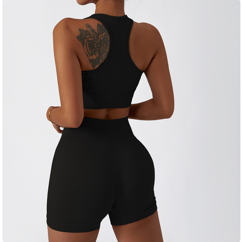 Õmblusteta jõusaalikomplekt Treeningriided naistele Kaheosaline treeningkomplekt Fitness Spordirinnahoidja lühikesed püksid Säärised Joogakomplekt Kandke jõusaalikomplekte