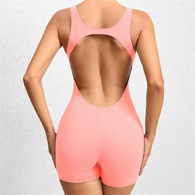 2024 Mini Flare Sieviešu treniņtērps Pad Jogas Komplekts Viengabala Kombinezons Treniņam Legging Rompers Sporta vingrošanas zāle, Valkā Active Suit