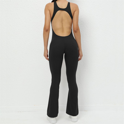 2024 Mini Flare Sieviešu treniņtērps Pad Jogas Komplekts Viengabala Kombinezons Treniņam Legging Rompers Sporta vingrošanas zāle, Valkā Active Suit