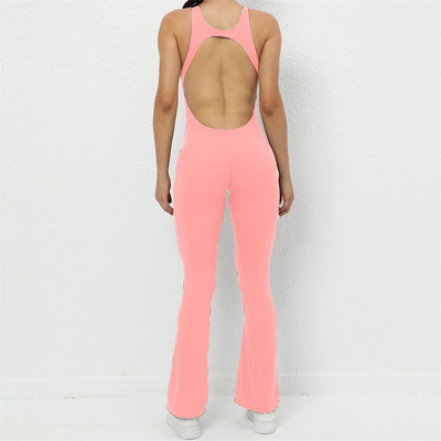 2024 Mini Flare Sieviešu treniņtērps Pad Jogas Komplekts Viengabala Kombinezons Treniņam Legging Rompers Sporta vingrošanas zāle, Valkā Active Suit