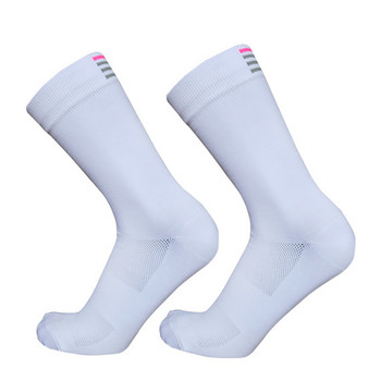 Нови раирани чорапи за шосеен велосипед Мъжки и дамски дишащи чорапи за велосипеди Спорт на открито, състезателни чорапи за колоездене