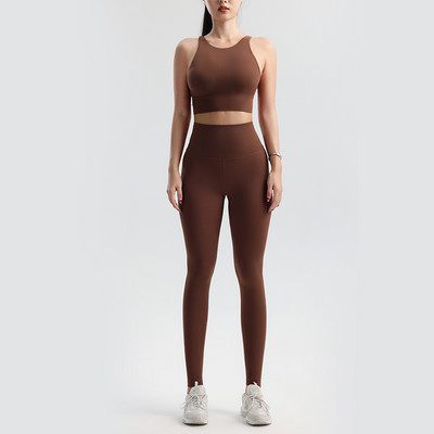 Alasti joogapükste komplekt Euroopa ja Ameerika joogariietest kõrge vöökohaga virsikuga, mis tõstab tuharat fitness-ülikond naiste rinnahoidja