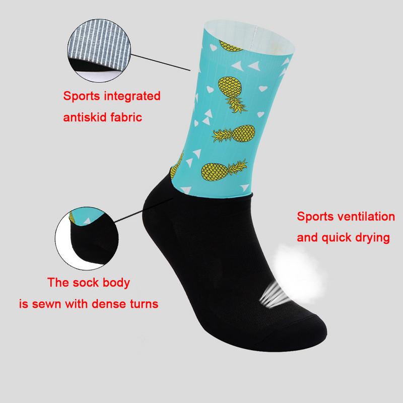 Krāsas 21 Jauns Materiāls Riteņbraukšanas Zeķes Smieklīgas Pretslīdes Vīriešu Sieviešu Velosipēdu Zeķes Neslīdošas Sporta Skriešanas Kempinga Zeķes