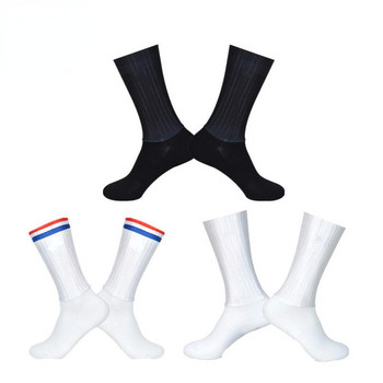 Чорапи Aero Anti Slip Silicone Summer Whiteline Cycling Socks Men Bicycle Sport Running Bike Socks Calcetines Ciclismo