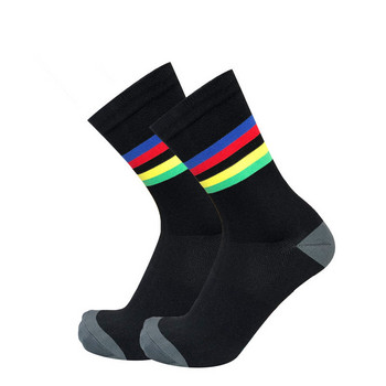 Дамски цветни чорапи за колоездене Мъже Champion 2023 Stripes Sports Нови дишащи компресионни чорапи за велосипед Calcetines Ciclismo