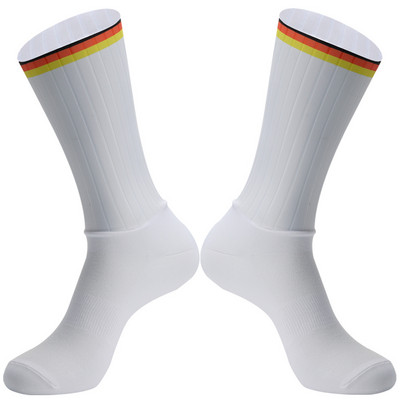 Silikona jaunas riteņbraukšanas zeķes Vīriešu sieviešu šosejas velosipēdu zeķes āra velozeķes kompresijas sporta zeķes