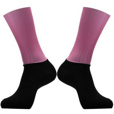 Silikona jaunas riteņbraukšanas zeķes Vīriešu sieviešu šosejas velosipēdu zeķes āra velozeķes kompresijas sporta zeķes