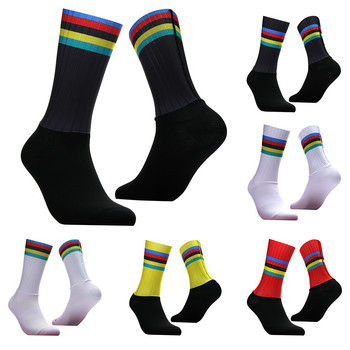 Νέες αντιολισθητικές κάλτσες ποδηλασίας χωρίς ραφή ενσωματωμένο καλούπι υψηλής τεχνολογίας κάλτσες ποδηλάτου συμπίεσης ποδηλάτου για υπαίθριες κάλτσες για τρέξιμο