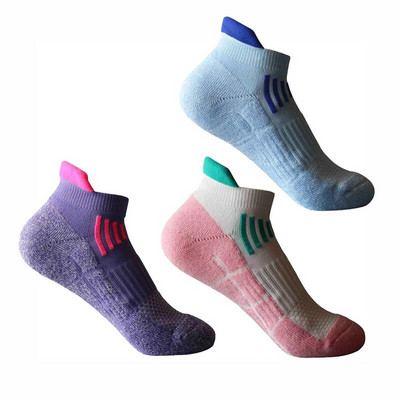 3 ζεύγη Γυναικείες κάλτσες για τρέξιμο για τρέξιμο Κάλτσες για υπαίθρια ποδηλασία Βαμβακερές κάλτσες μπάσκετ που αναπνέουν Κάλτσες για κάμπινγκ Fitness No Show Γυμναστήριο