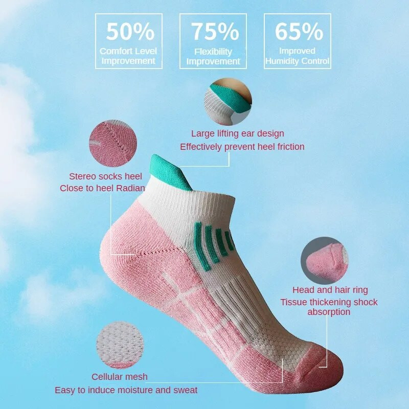 3 ζεύγη Γυναικείες κάλτσες για τρέξιμο για τρέξιμο Κάλτσες για υπαίθρια ποδηλασία Βαμβακερές κάλτσες μπάσκετ που αναπνέουν Κάλτσες για κάμπινγκ Fitness No Show Γυμναστήριο