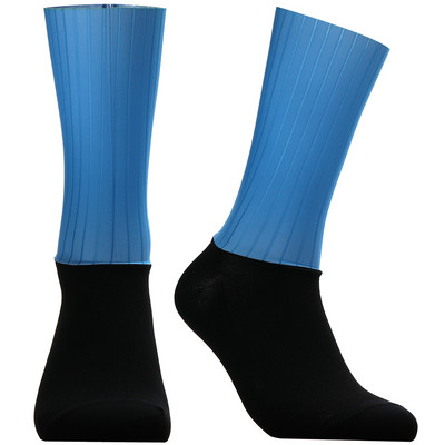 Jaunas pretslīdes bezšuvju riteņbraukšanas zeķes, integrētas formas, augsto tehnoloģiju velosipēdu zeķes kompresijas velosipēdam āra skriešanas sporta zeķes