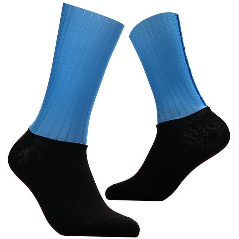 Jaunas pretslīdes bezšuvju riteņbraukšanas zeķes, integrētas formas, augsto tehnoloģiju velosipēdu zeķes kompresijas velosipēdam āra skriešanas sporta zeķes