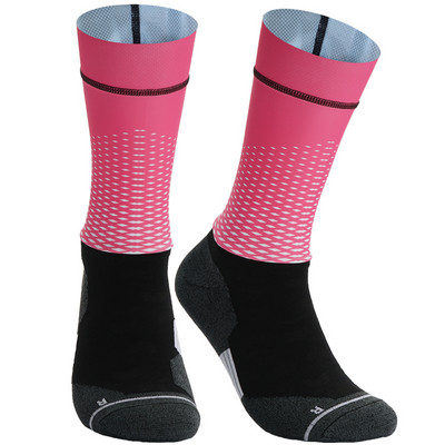 2023. gada jaunas bezšuvju pretslīdes riteņbraukšanas zeķes Profesionālās velosipēdistu komandas Aero Socks Outdoor Sport Road Bicycle Kompresijas zeķes Unisex