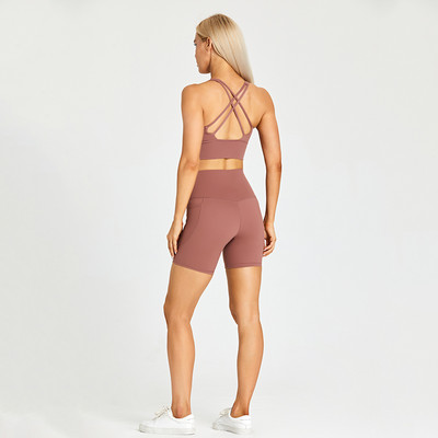 ABS LOLI Kabatas Jogas šortu komplekts Sieviešu fitnesa uzvalks 2 daļīgs sporta vingrošanas apģērbs treniņu apģērbs skriešanas sporta apģērbs sporta apģērbs