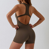 Ολόσωμη φόρμα ανοιχτής πλάτης για γυναικεία φόρμα γυμναστικής με επένδυση γιόγκα σετ V λαιμόκοψη Κοστούμι γυμναστικής εξώπλατης φόρμα γυμναστικής με επένδυση γυμναστικής