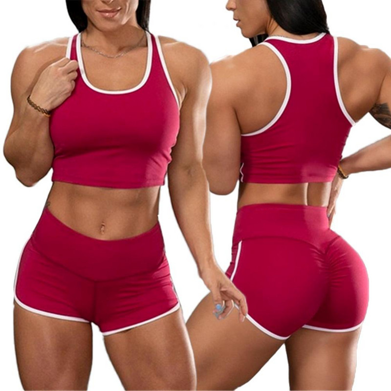 2TK Suvised Naiste Sport Jooksu Komplektid Komplektid Ülikond Crop Top Shorts Joogakomplekt Treeningriided Spordidress vabaaja tüdrukute rõivad
