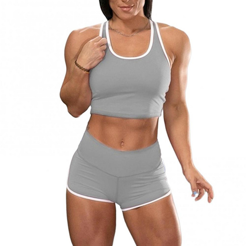 2TK Suvised Naiste Sport Jooksu Komplektid Komplektid Ülikond Crop Top Shorts Joogakomplekt Treeningriided Spordidress vabaaja tüdrukute rõivad