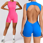 2024 Pad nailon varrukateta joogakomplekt Naiste Fitness ühes tükis jumpsuit Jõusaali Push Up Treeningpüksid Aktiivsed sportlikud body-püksid