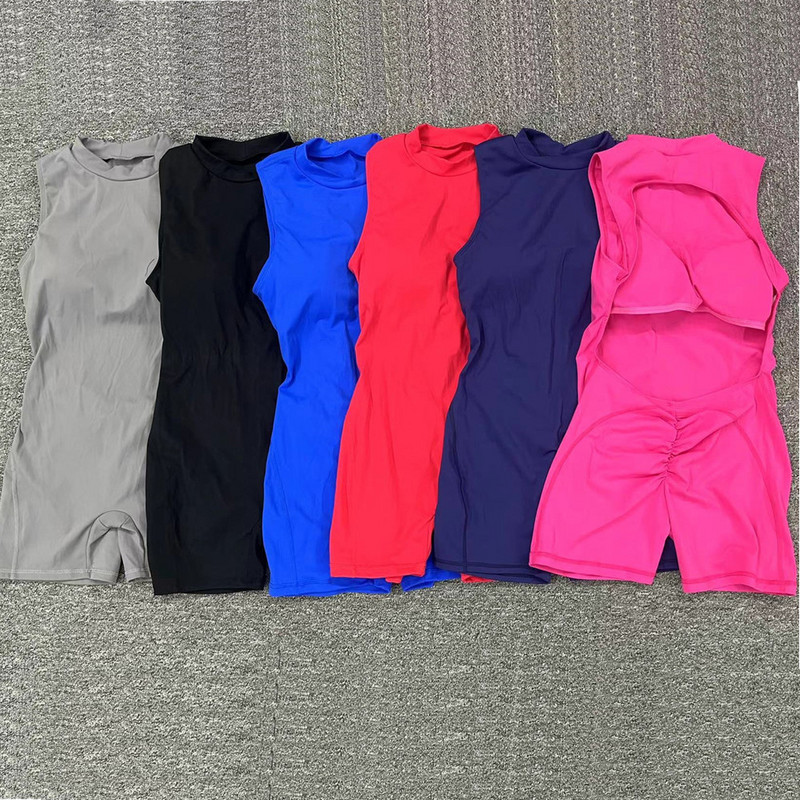 2024 Pad nailon varrukateta joogakomplekt Naiste Fitness ühes tükis jumpsuit Jõusaali Push Up Treeningpüksid Aktiivsed sportlikud body-püksid