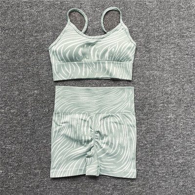 1/2/3 ΤΕΜ Σετ Zebra Yoga Seamless Set Γυναικεία Crop Top Σουτιέν Scrunch Κολάν αθλητικό κοστούμι γυμναστικής Φορέστε ρούχα γυμναστικής Σετ προπόνησης