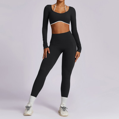Jogas uzvalks, 2 dab. sieviešu, seksīgs, cieši pieguļošs fitnesa sporta komplekts, vingrošanas krūšturis, elastīgs ar augstu vidukli, legingi, sieviešu deju sporta apģērbs