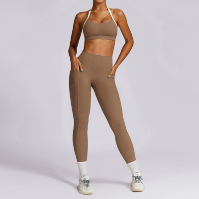 Jogas uzvalks, 2 dab. sieviešu, seksīgs, cieši pieguļošs fitnesa sporta komplekts, vingrošanas krūšturis, elastīgs ar augstu vidukli, legingi, sieviešu deju sporta apģērbs